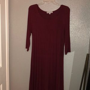 Red with thin black stripes dress